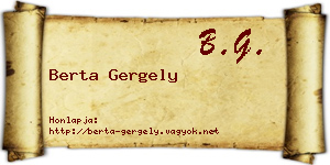 Berta Gergely névjegykártya